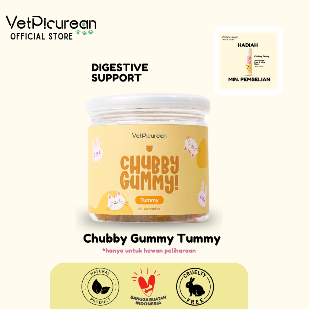 Dimastorr Vetpicurean Chubby Gummy Tummy Vitamin Anjing Kucing Untuk Diare Muntah - Superfood