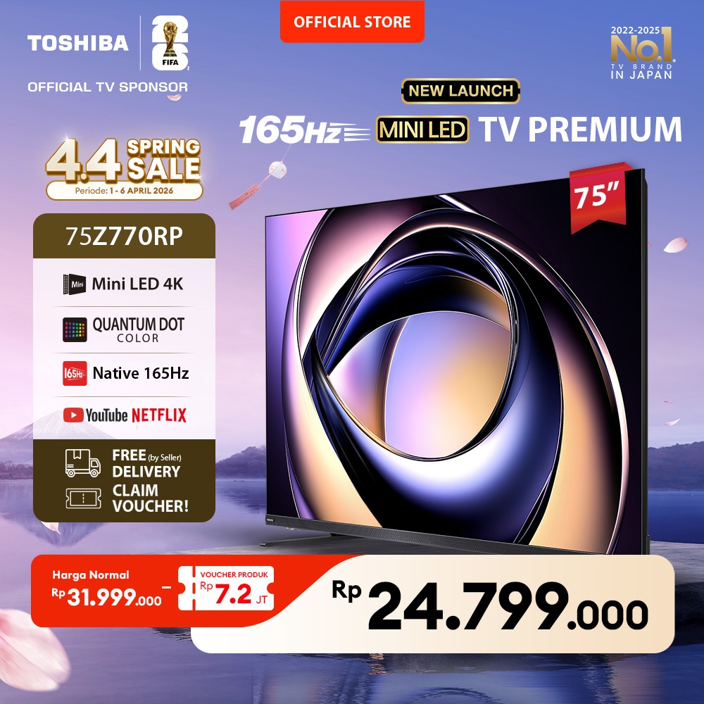 [AI 4K Mini LED 175Hz] Toshiba TV 75" 4K UHD AI Smart TV - Dolby Vision IQ + Atmos Regza ZRi 2.1.2 S