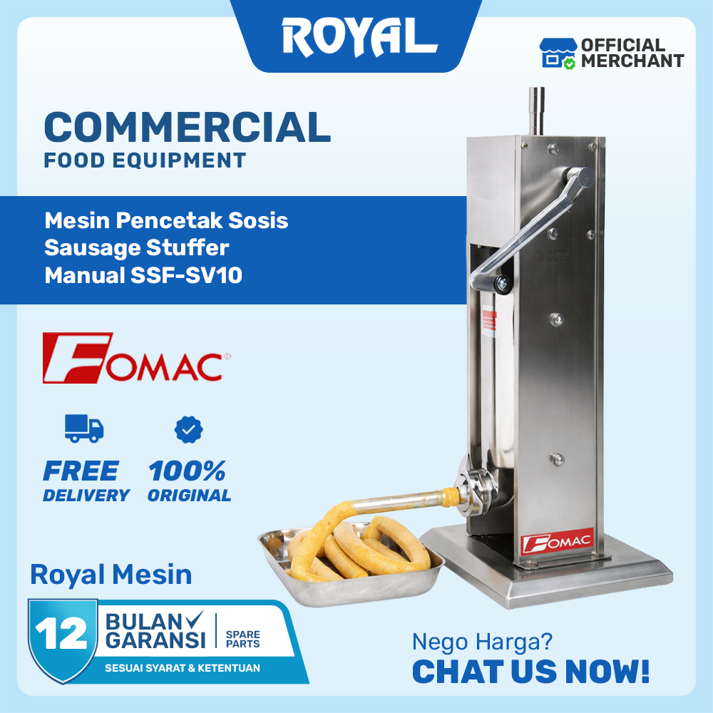 Mesin Pencetak Sosis FOMAC SSF-SV5 / SSF-SV7 / SSF-SV10 – Sausage Stuffer Stainless Steel