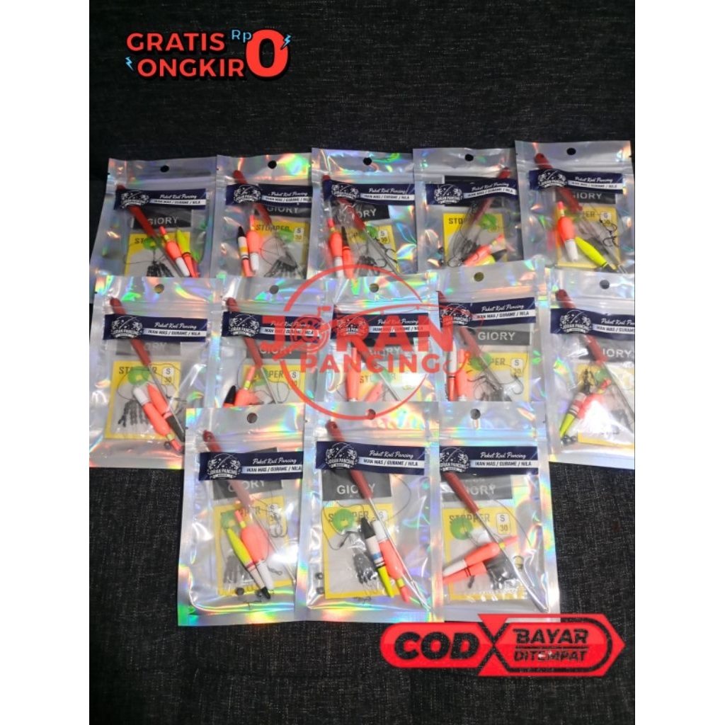 1 Set Rangkaian Kail Pancing Ikan Mas Nila | Rangkaian Kail Ikan Mas | Rangkain Kail Anti Mocel