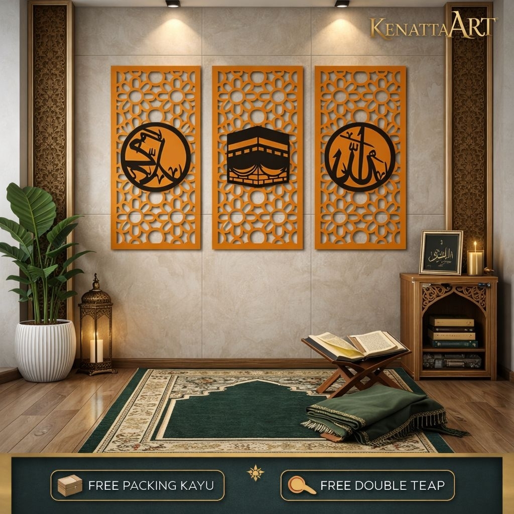 hiasan kaligrafi, hiasan dinding, mihrab mini, kaligrafi asma Allah, Muhammad, kaligrafi Kabah, mihr