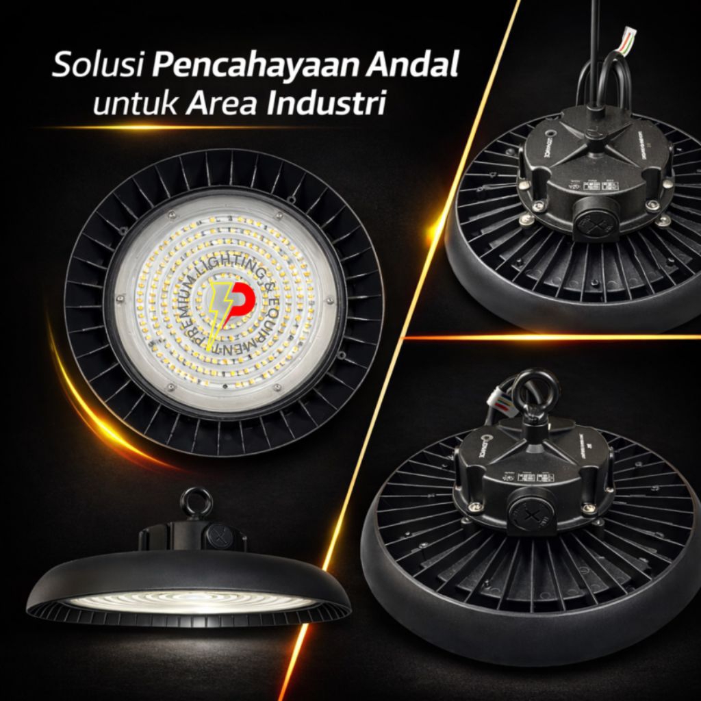 LED Ufo Highbay Lampu Gantung Warna Kuning Putih 100W 150W 200 watt