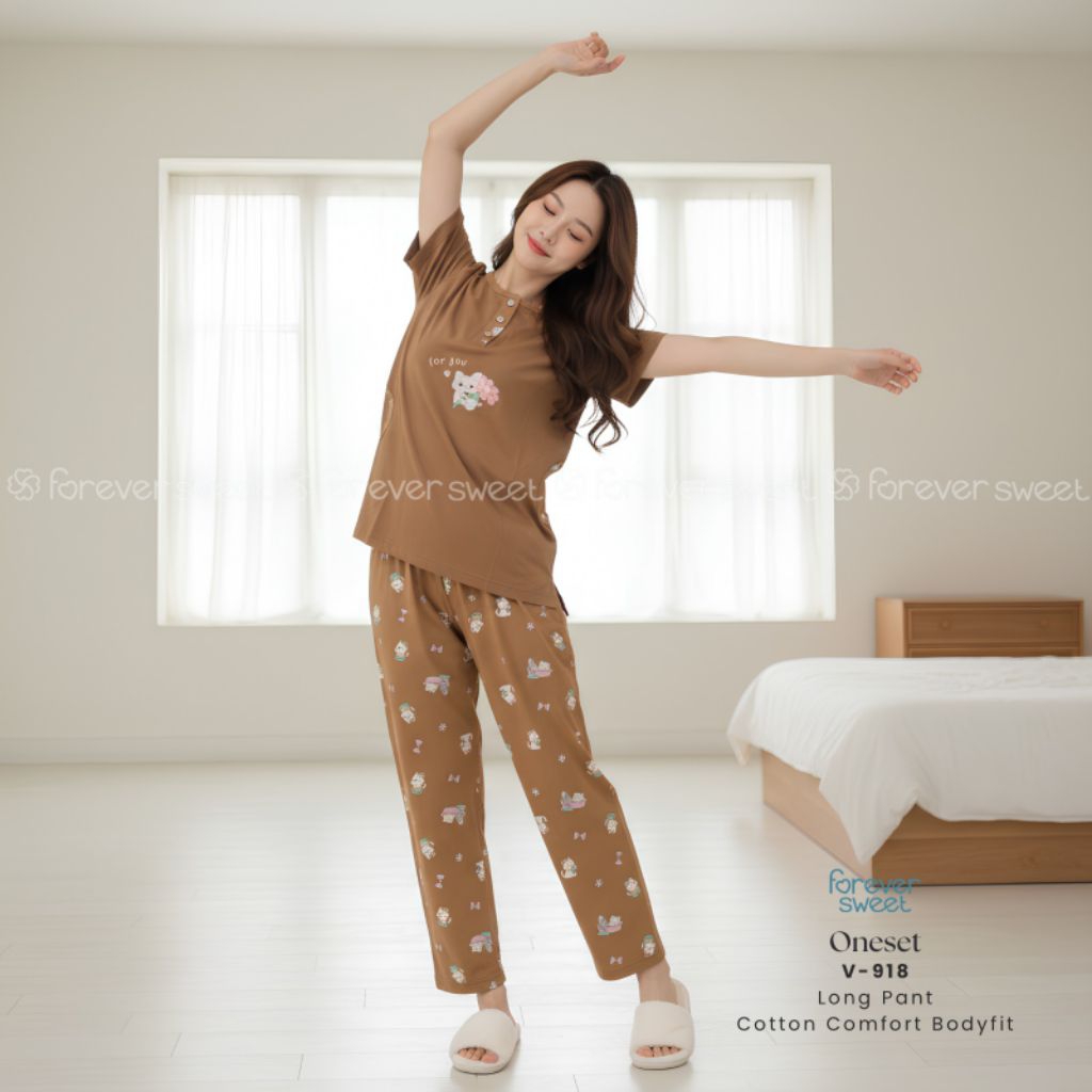 FOREVER SWEET | Oneset Baju Tidur Babydoll Setelan One Set CP Celana Panjang Bodyfit Body Fit MPB 20
