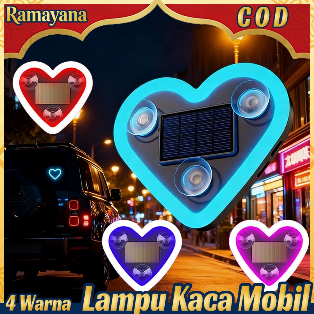 Lampu Kaca Mobil Led Kaca Mobil Lampu Neon Mobil Lampu Berbentuk Hati Mobil LED Merah Muda Solar Cha