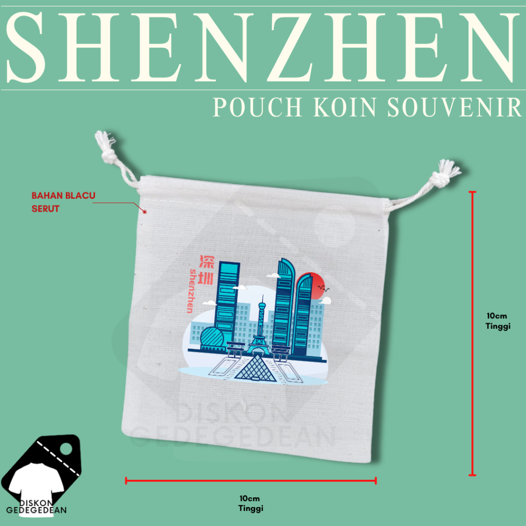 Diskongedegedean Pouch Dompet Koin Souvenir Shenzhen Dompet Koin Oleh Oleh China Bahan Blacu Type 3
