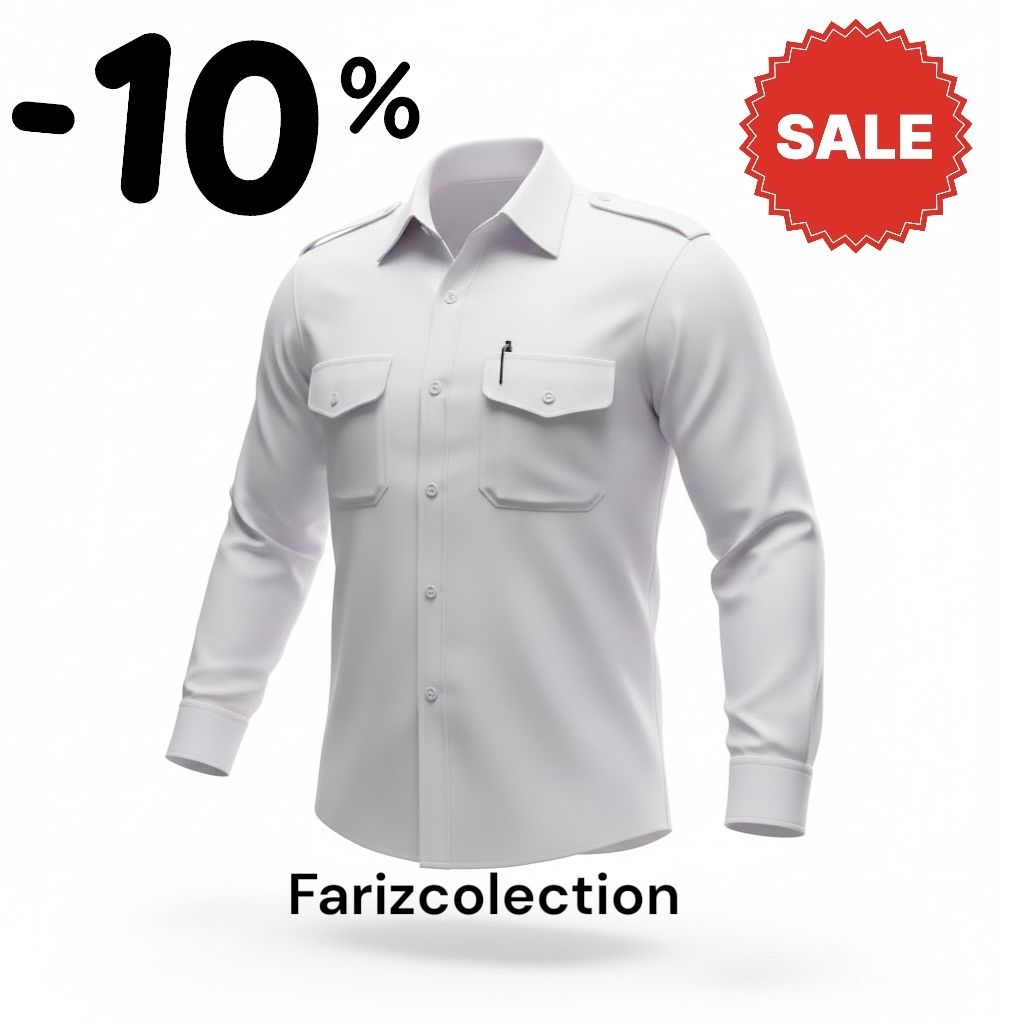 Baju pdh putih polos lengan panjang