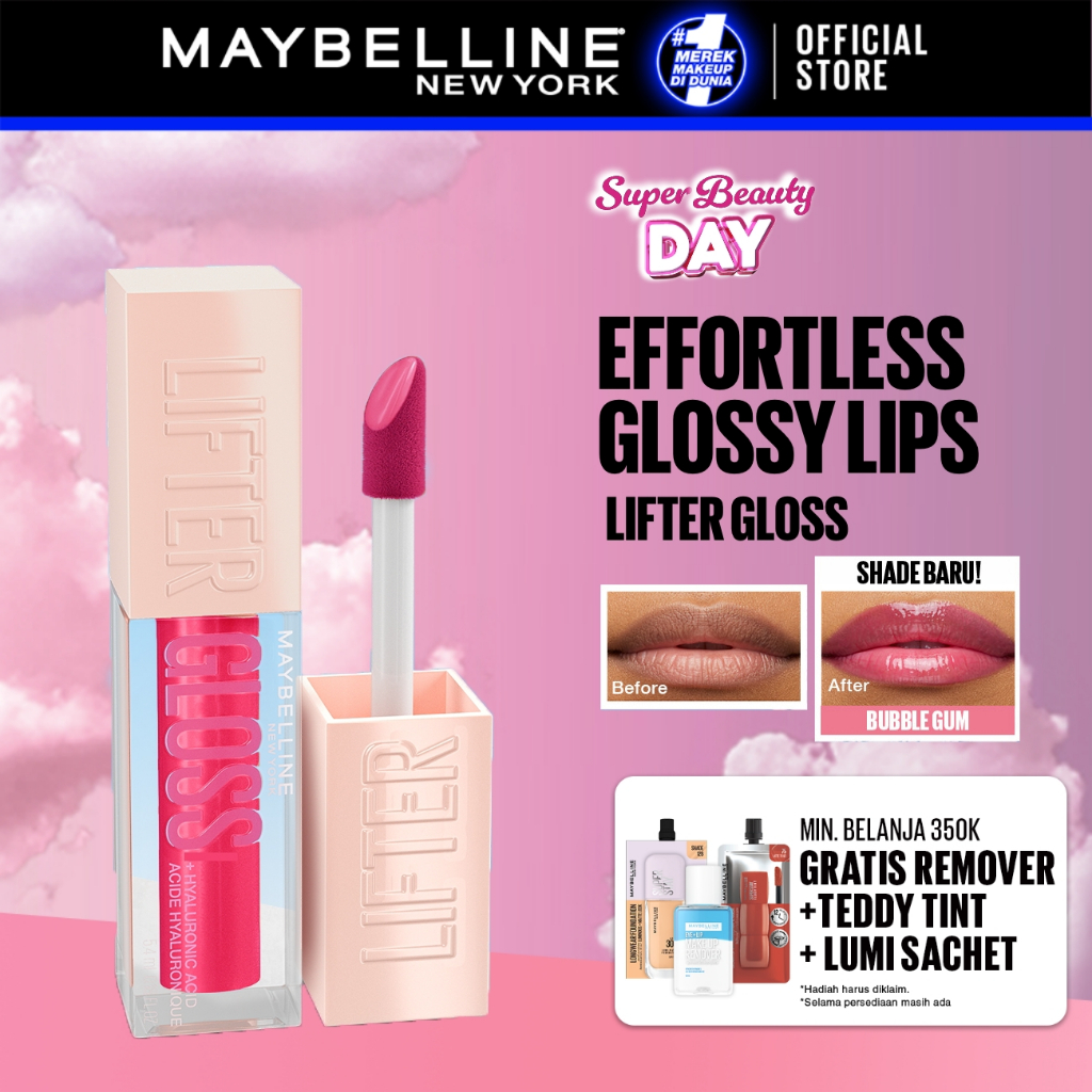 MAYBELLINE OFFICIAL Lifter Gloss Plump Make Up - 5.4ml Lip Gloss Hydrating Hyaluronic Acid