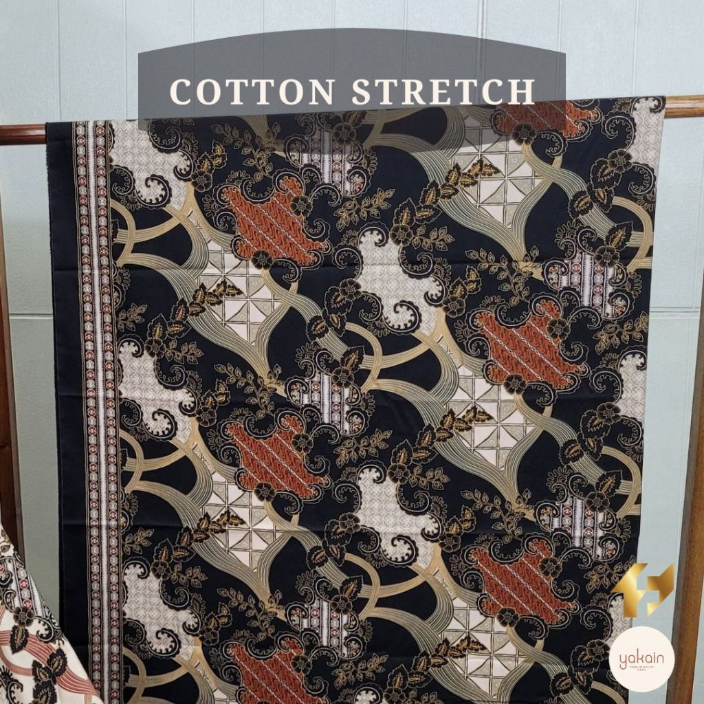 Kain Batik Katun / Cotton Stretch FAMAS - Batik Aurora Hitam