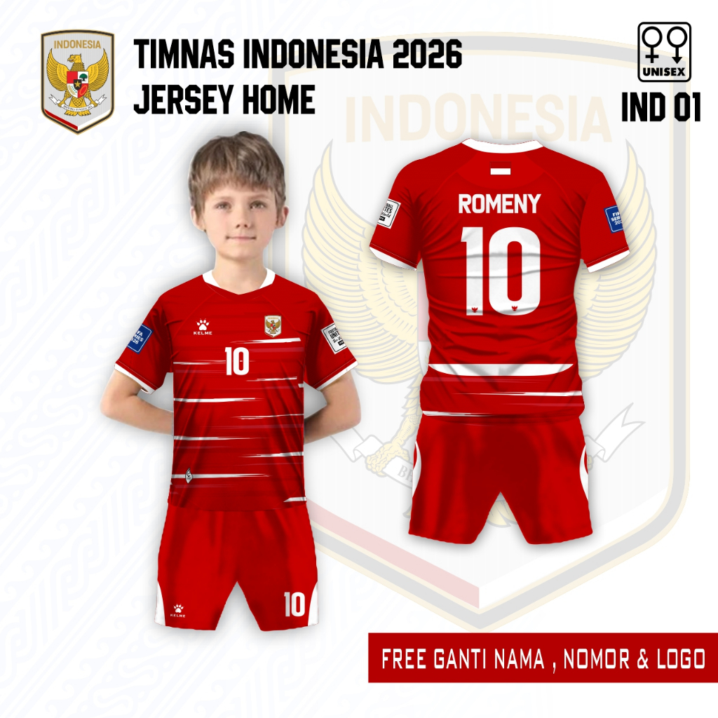 Setelan Jersey Timnas Indonesia home 2026 baju anak bola tim nasional indonesia terbaru kaos sepak b