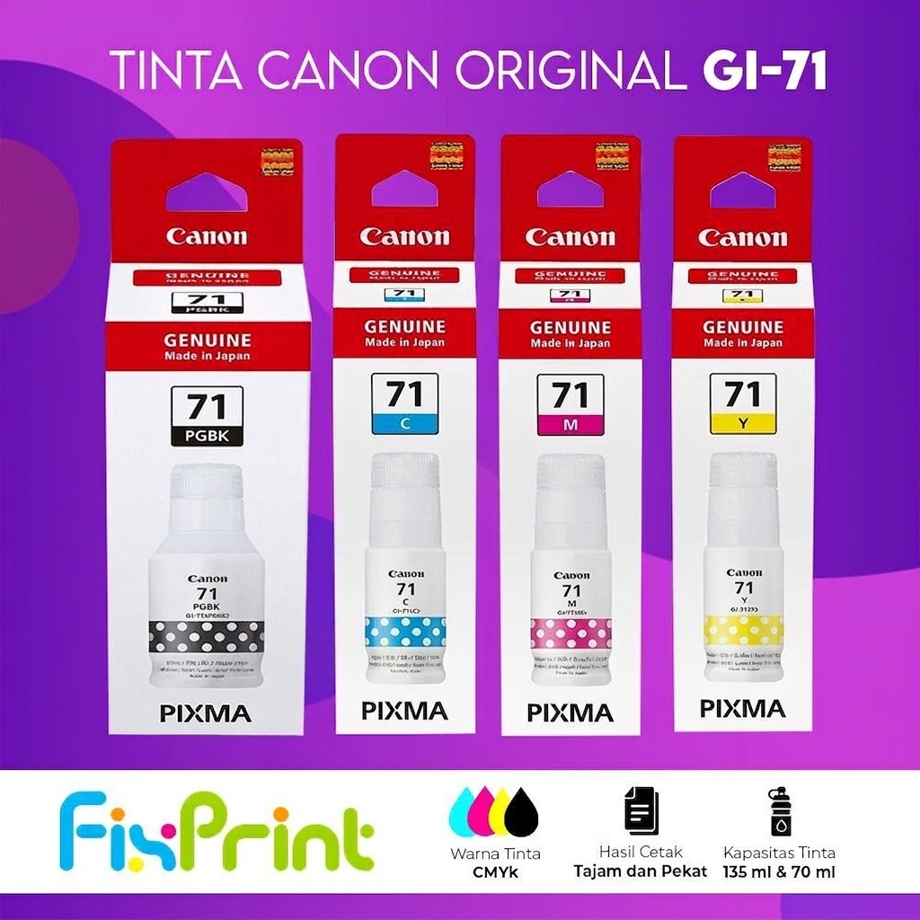 FixPrint Tinta New Original Canon GI-71 GI71 GI 71 Refill Ink Printer Canon G1730 G2730 G3730