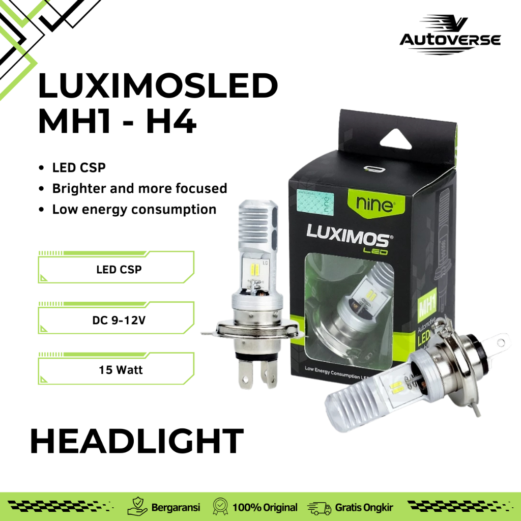 Lampu Depan Motor H4 LED 15W 3 Kaki Super Terang Vixion Scoopy Verza Putih Kuning PNP MH1 LUXIMOS
