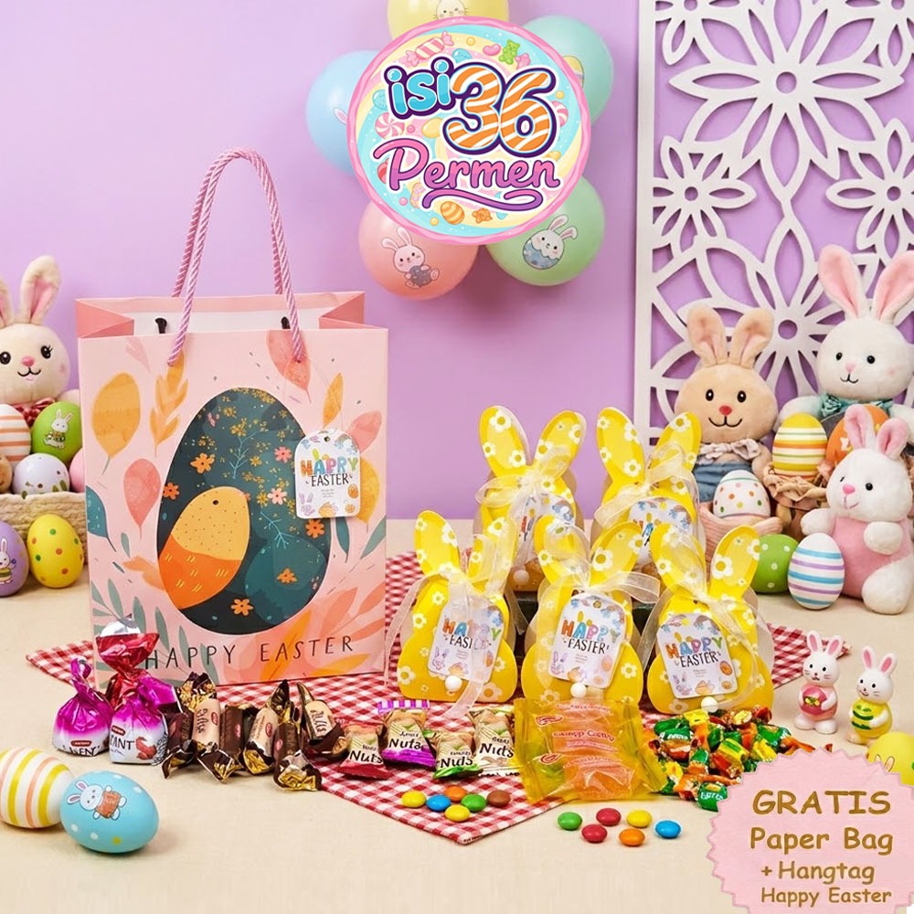 Hampers Easter Eksklusif Kado Paskah Anak Lucu Paket Bunny Treats Chocolate Snack Permen Naraya Jell
