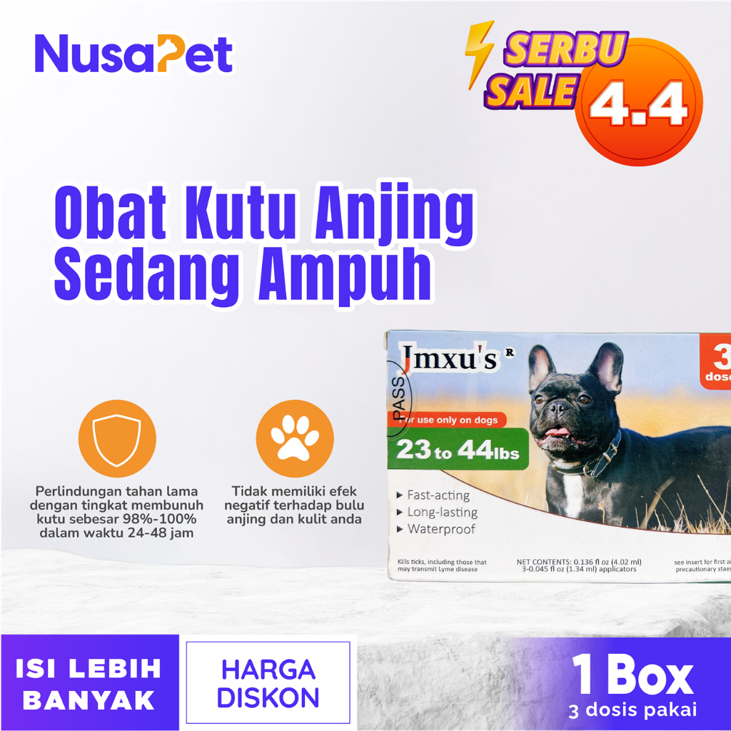 Obat Kutu Anjing Sedang – Obat Kutu Anjing Asli – Obat Tetes Kutu Anjing Ampuh - 3 Dosis Pakai