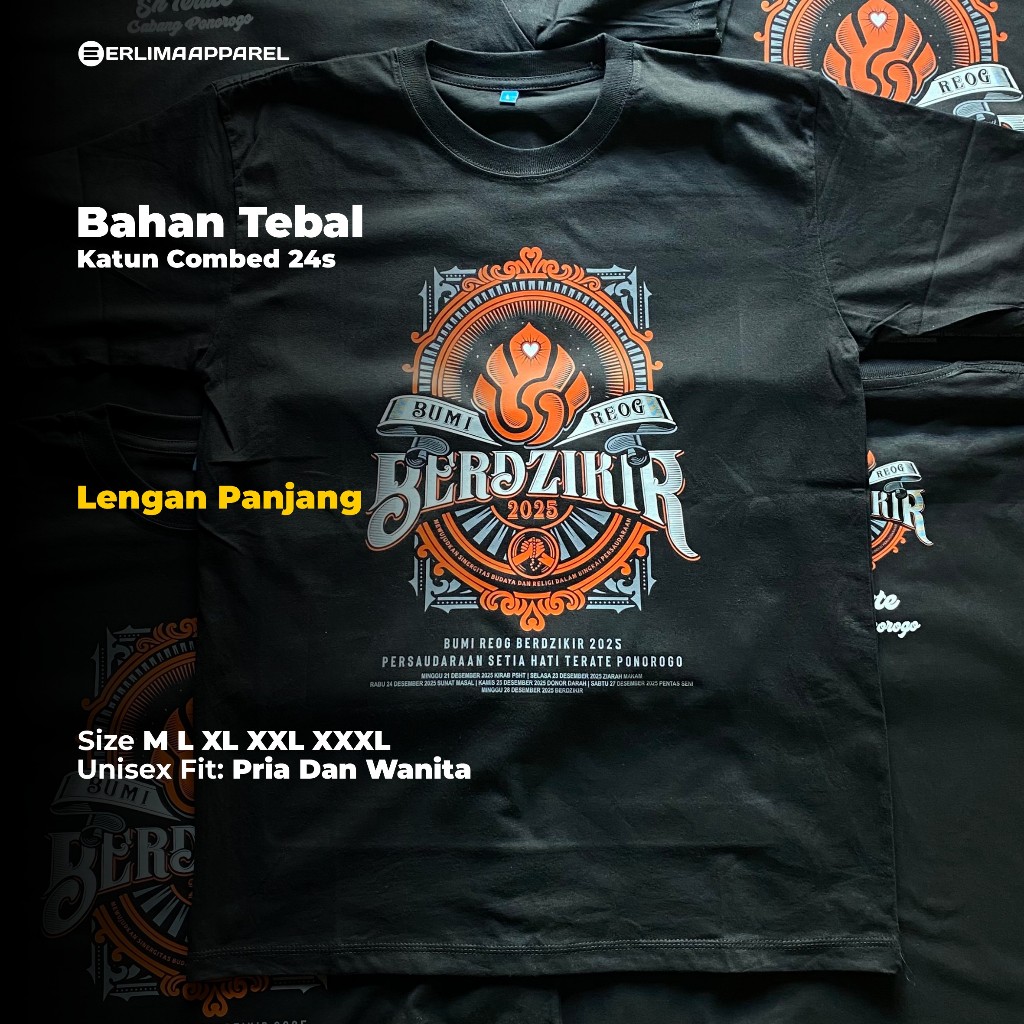 KAOS BUMI REOG BERDZIKIR PONOROGO 2025 KATUN COMBED 24S LENGAN PANJANG SH TERATE PSHT