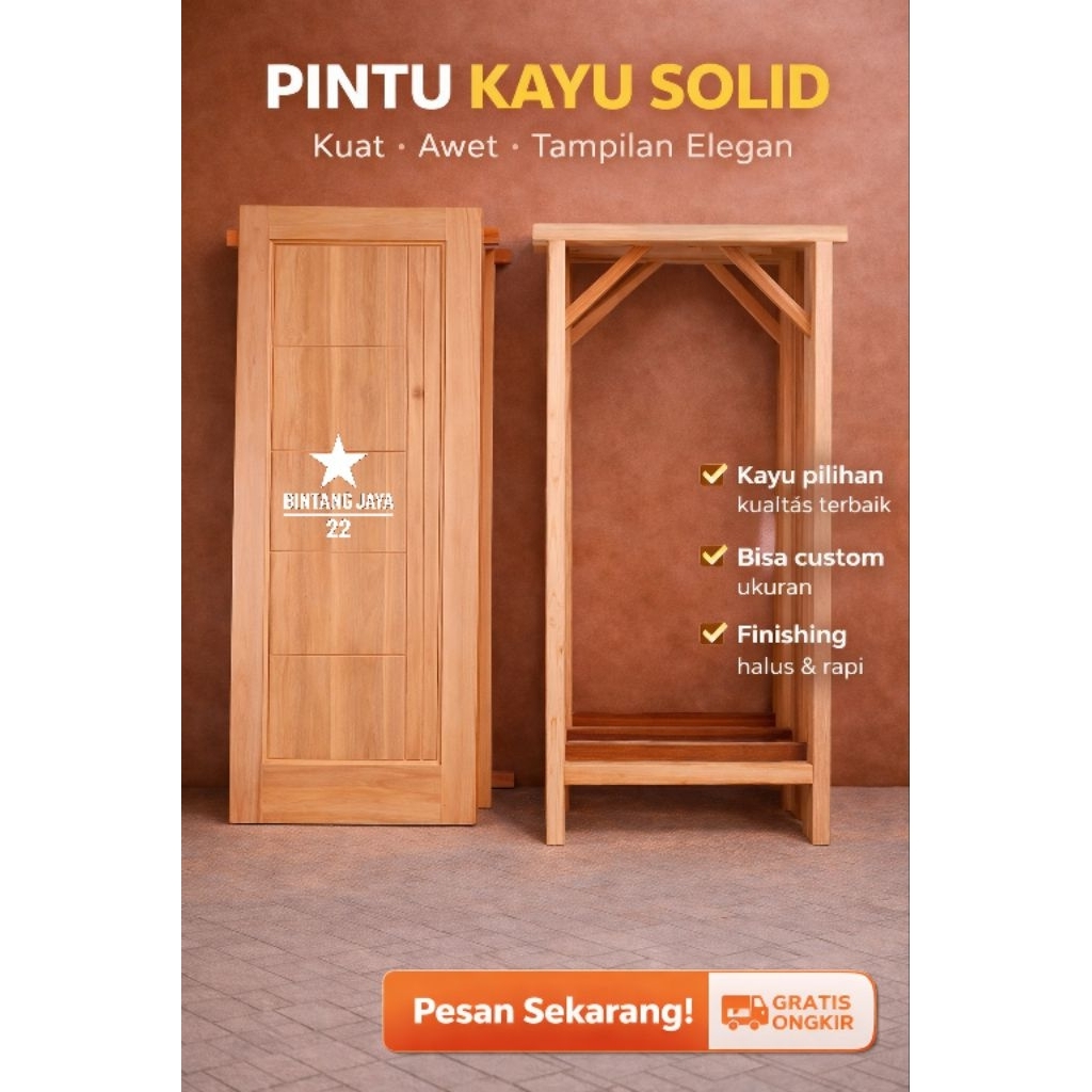 1 Set Pintu Rumah Kayu Mahoni Pintu Utama Pintu Depan Rumah Pintu Kamar Minimalis