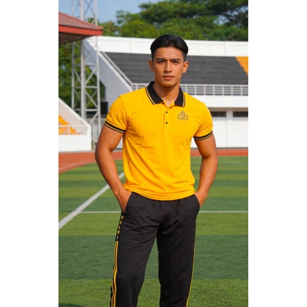 seragam olahraga kuning hitam jatah polri tahun 2025 bahan adem bisa cod