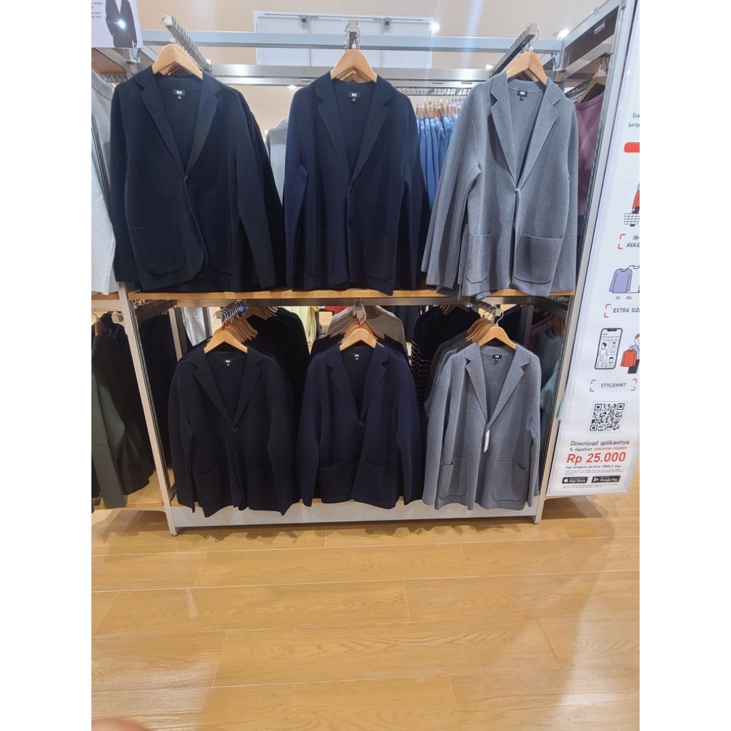 UNIQLO Jaket Milano Rib Kardigan Blazer Jaz Pria Unisex Original Jastip