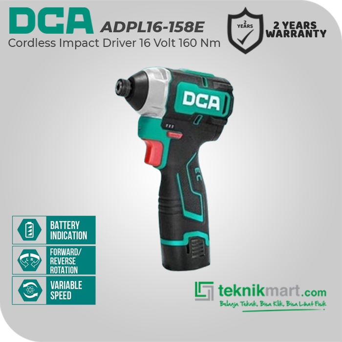 DCA Cordless Impact Driver / Bor Impact Driver Baterai 16Volt ADPL16-158E (FULL SET)