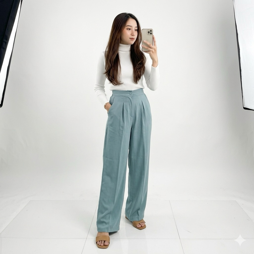 CAMELA BIRU WARDAH/CELANA KULOT LURUS BIRU/CELANA KULOT PANJANG/ BIRU WARDAH