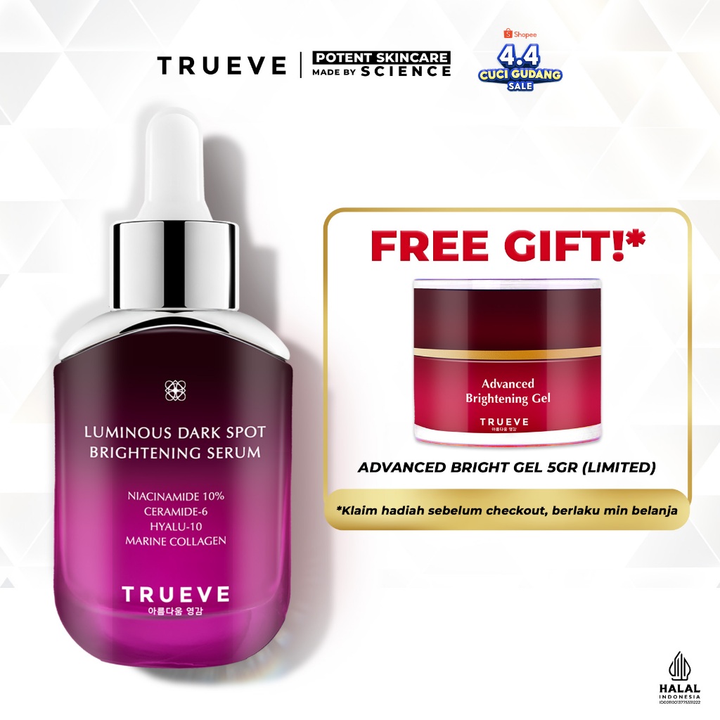 TRUEVE Luminous Dark Spot Brightening Serum - Serum Pencerah Muka dan Penghilang Flek Hitam Menjaga 