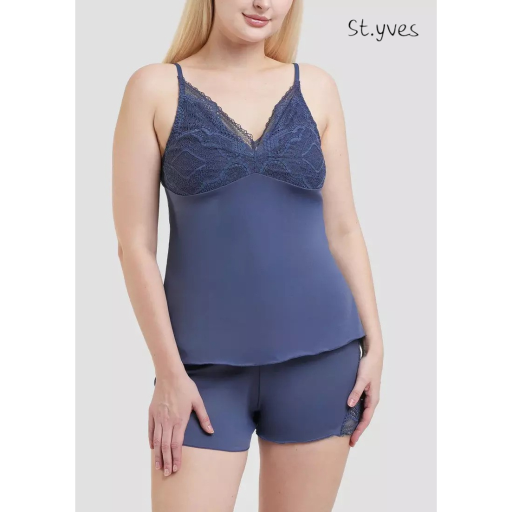 Baju Tidur Wanita Model Lingerie Set  ST YVES Tanpa Busa Mix Lace Pakaian Dalam Underwear SY3054DENI