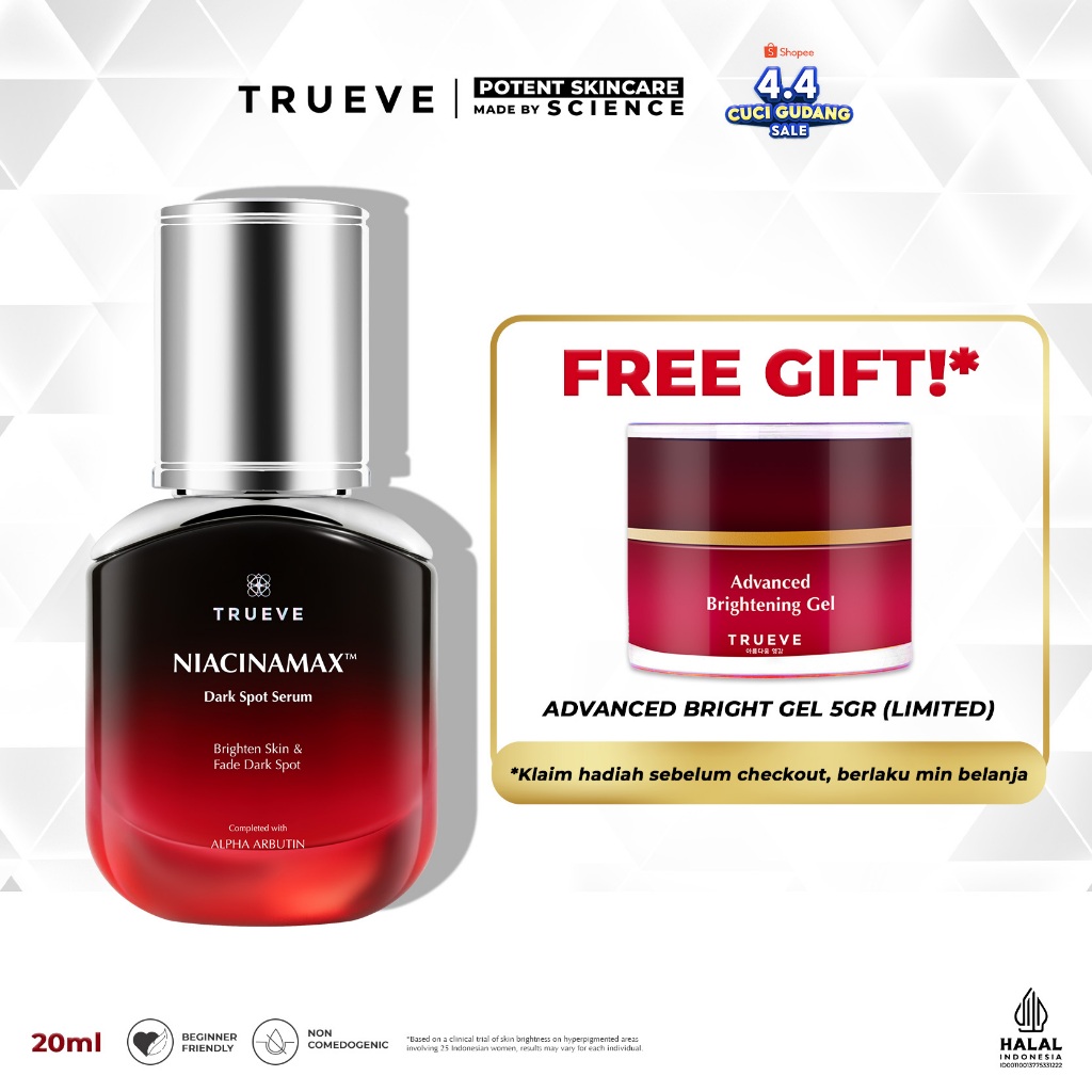 TRUEVE Niacinamax Dark Spot Serum - Serum Brightening Niacinamide, Glowing, Pencerah Wajah & Bekas J