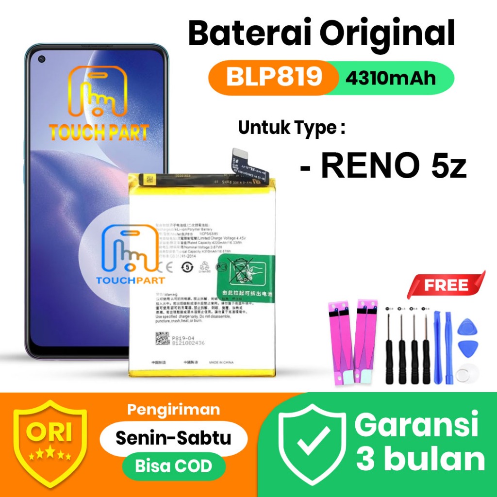 Baterai Batre Reno 5z / BLP819 / 4310mAh Original Cod