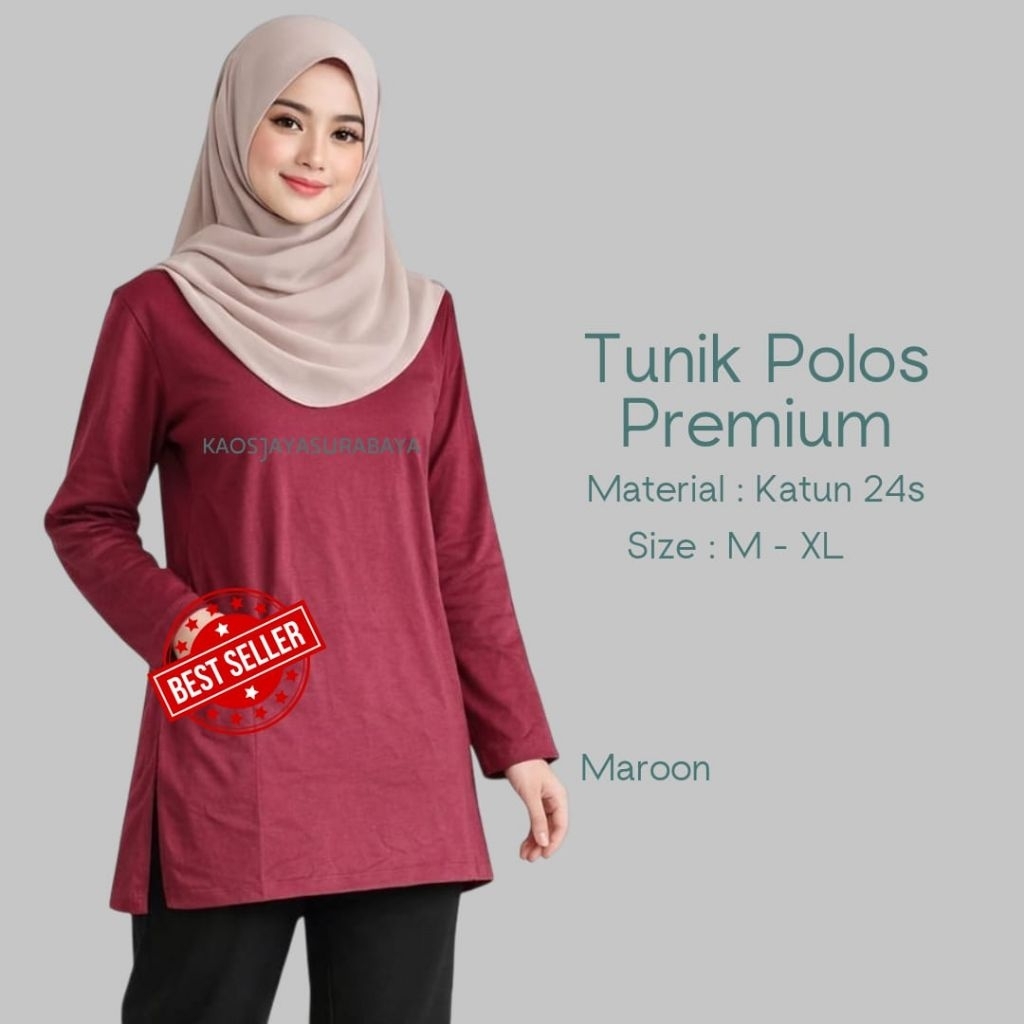 KAOS TUNIK WANITA / TUNIK WANITA / KAOS POLOS LENGAN PANJANG KATUN 24S