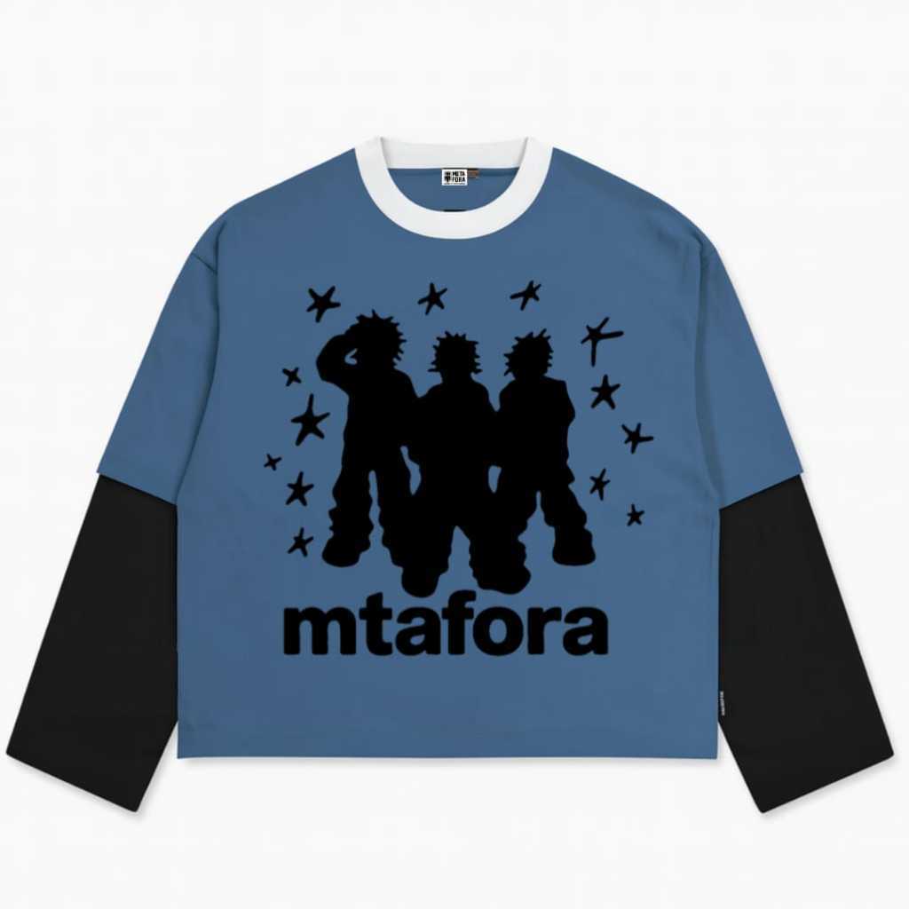 Metaphor Tshirt Star Punk Layer Denim Longsleeve Cutting Boxy Vintage