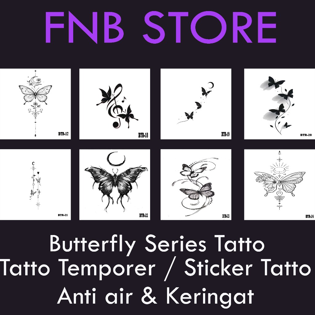 Tato Butterfly / kupu - kupu Series, tato temporary, anti air dan keringat