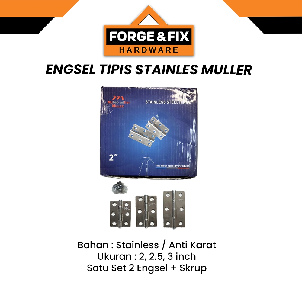 Engsel Tipis Stainles Muller Anti Karat Lemari Jendela 2 2.5 3 Inch