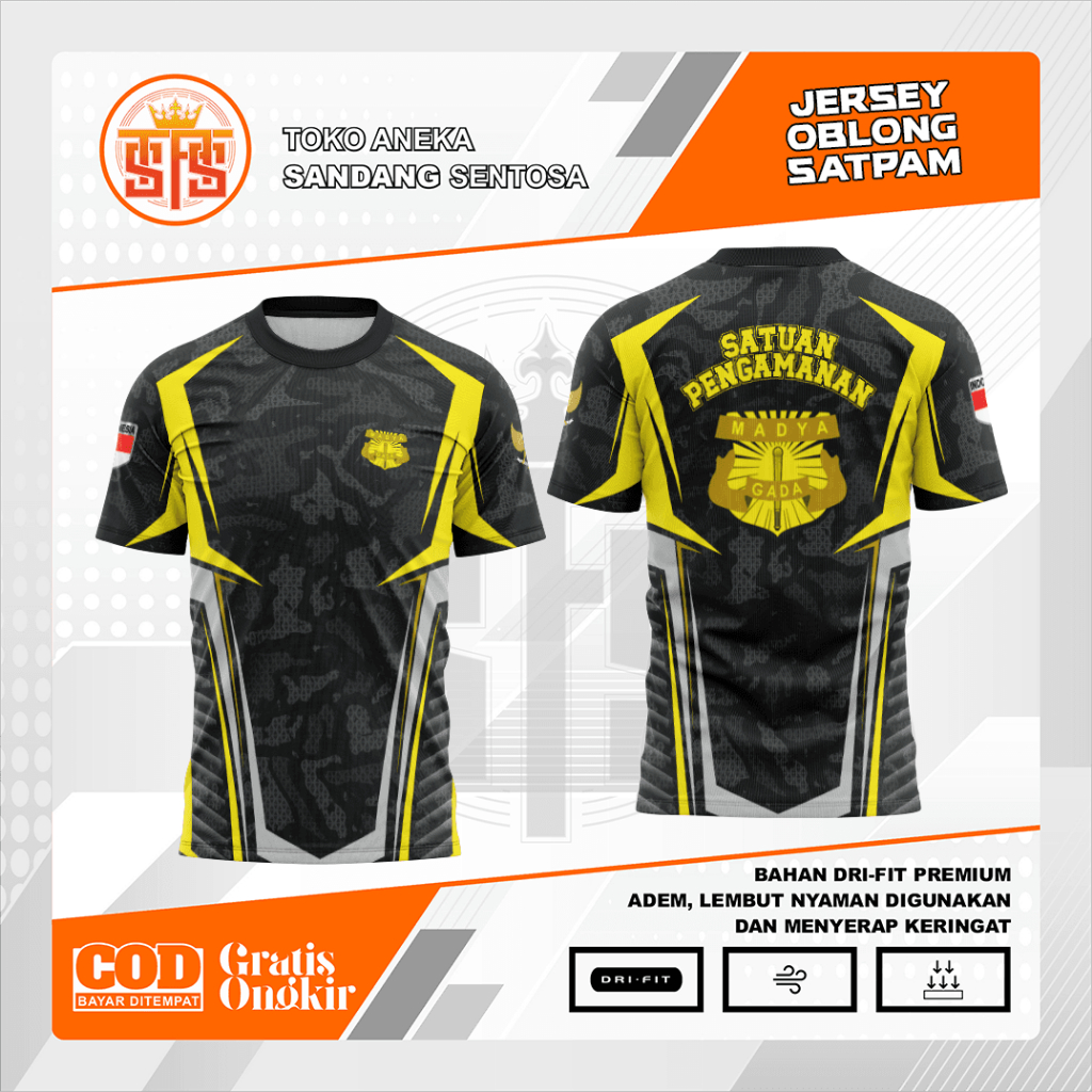 Jersey Oblong Satpam GADA MADYA Lengan Pendek | Dri Fit Milano Premium | Jersey Satpam Gada Madya | 