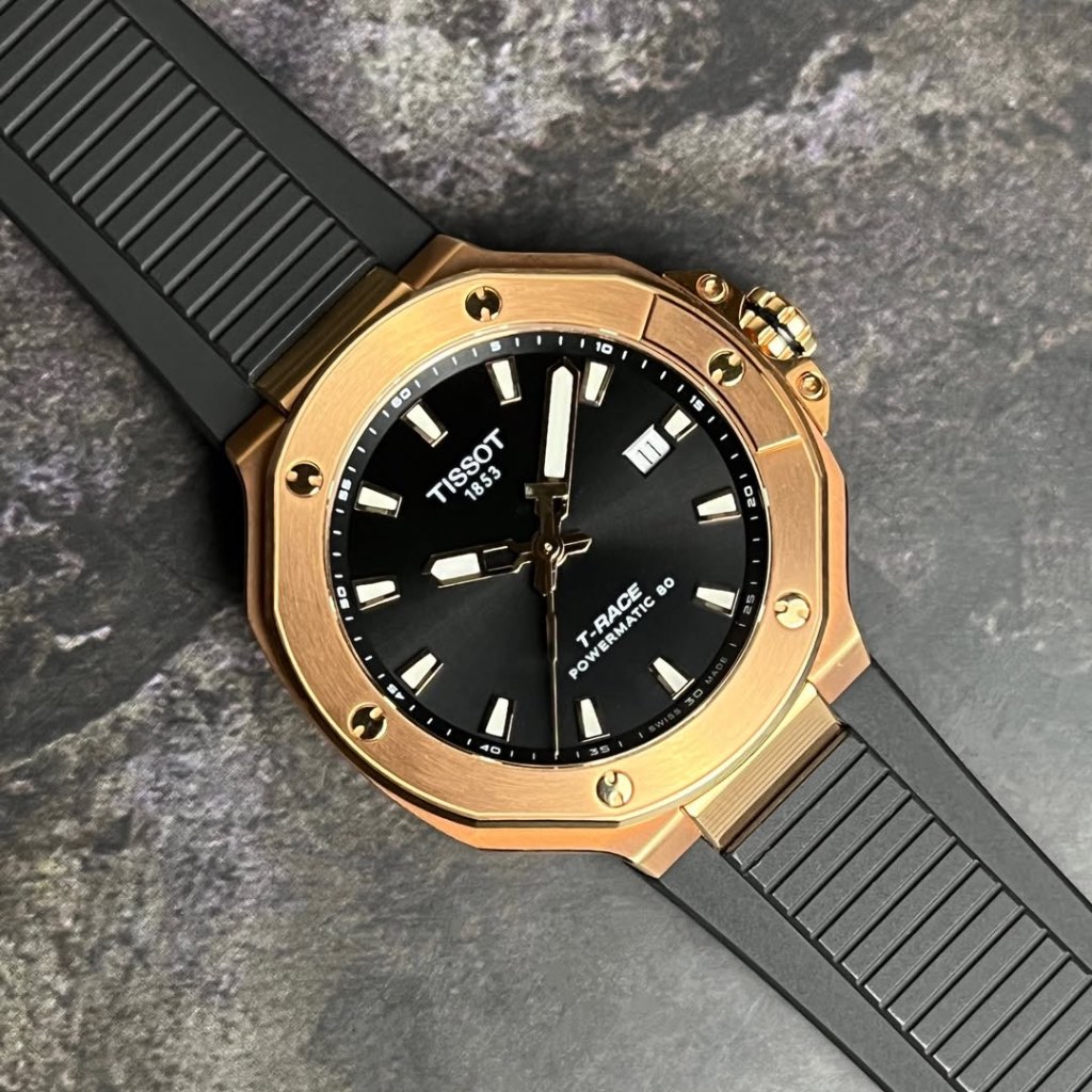 Tissot T-Race 41mm T141.807.37.051.00 Powermatic 80 Automatic Gold Rubber Strap