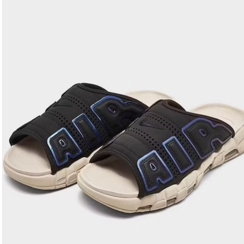 Sandal NIKE Air More Uptempo Slide Black Sanddrift Irdescent High Premium Original