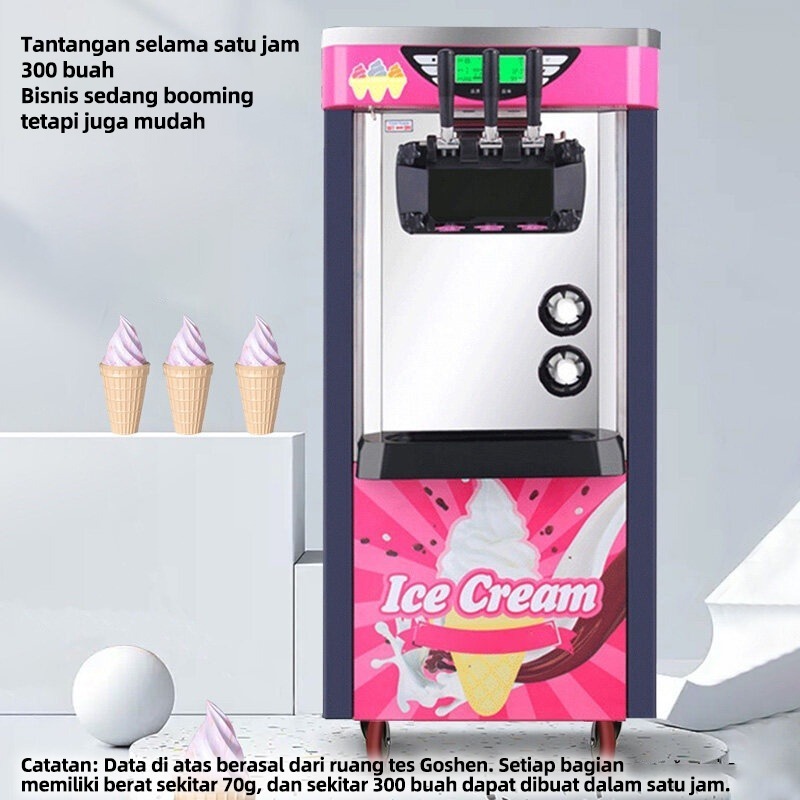 SHANBEN Mesin Es Krim Komersial Tipe Tegak Otomatis Penuh Mesin Es Krim Sundae Mesin Cone