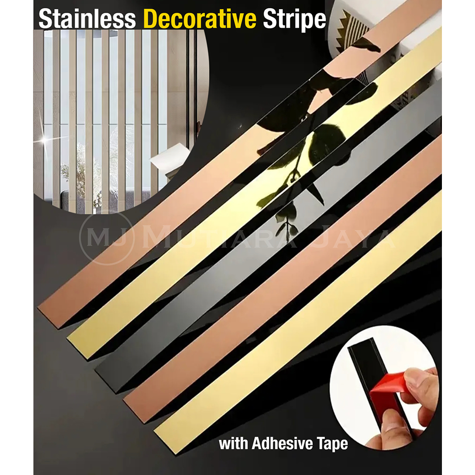Lis Plat Strip Stainless Steel Dinding Tempel Decorative Lines Stiker Dekorasi Lantai Keramik Interi