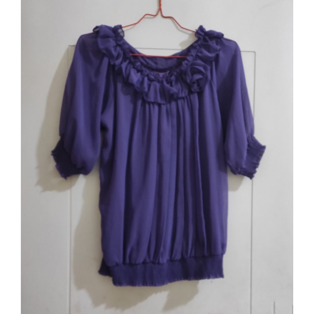 Baju Blus Wanita Warna Ungu Terong PL