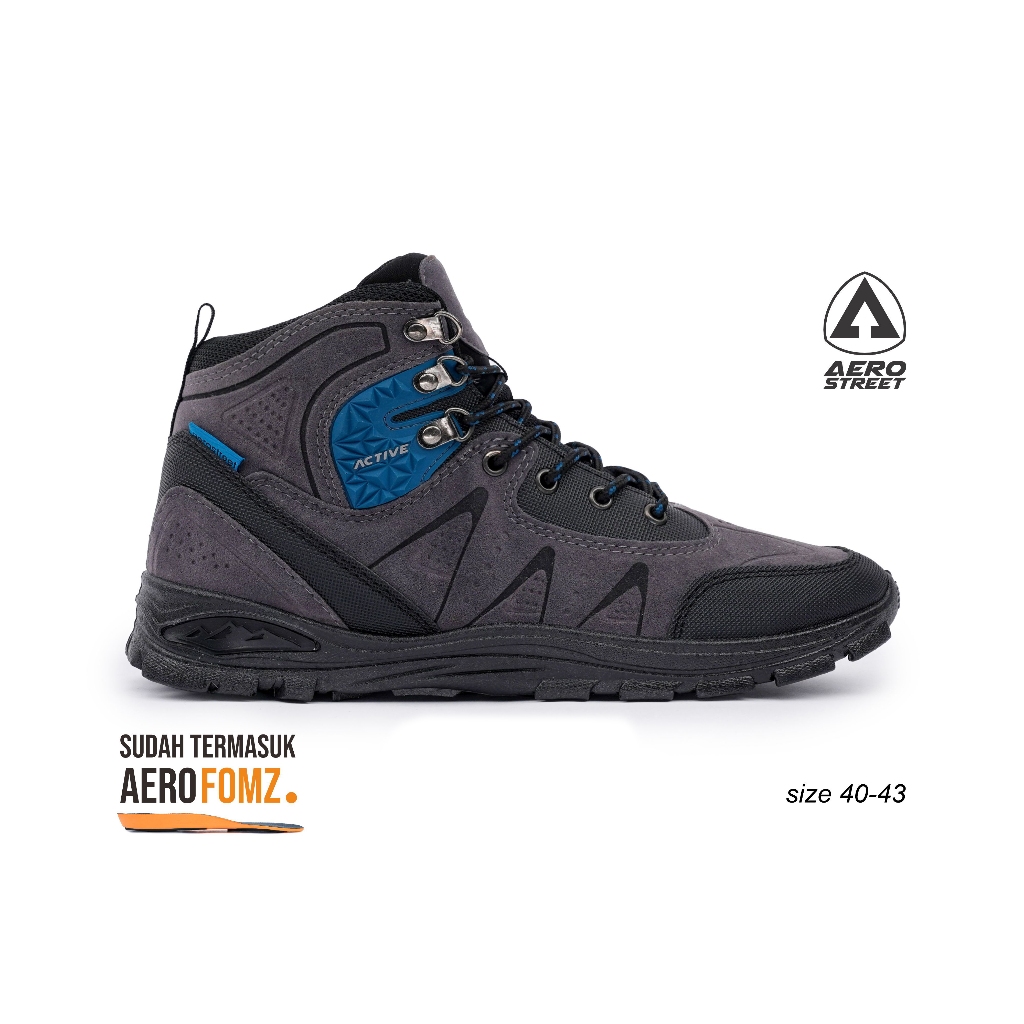 Aerostreet 40-43 Active High Hitam Abu Tosca - Sepatu Sneaker Boots