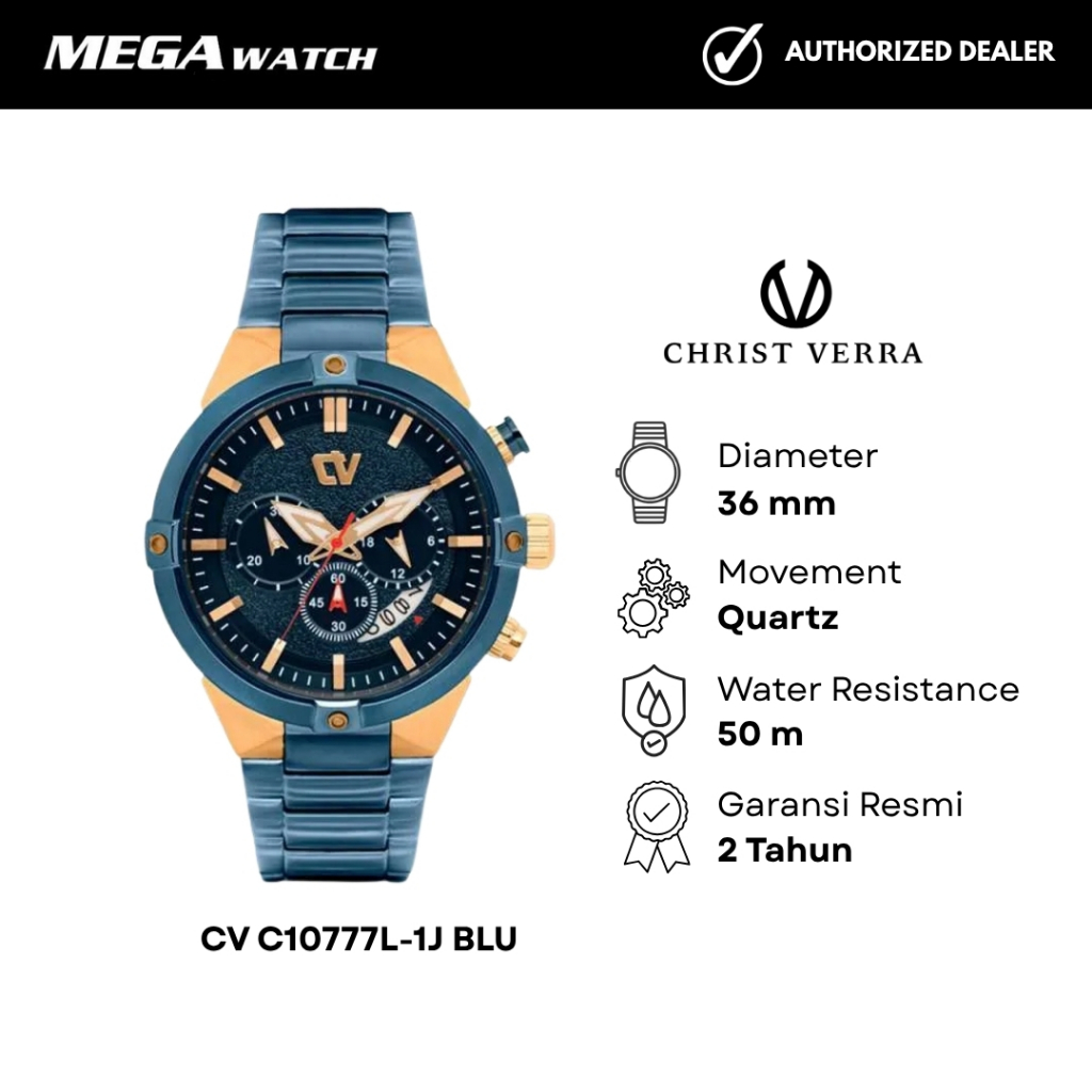 Jam Tangan CHRIST VERRA CHRIST VERRA Wanita Original CV C10777L-1J BLU