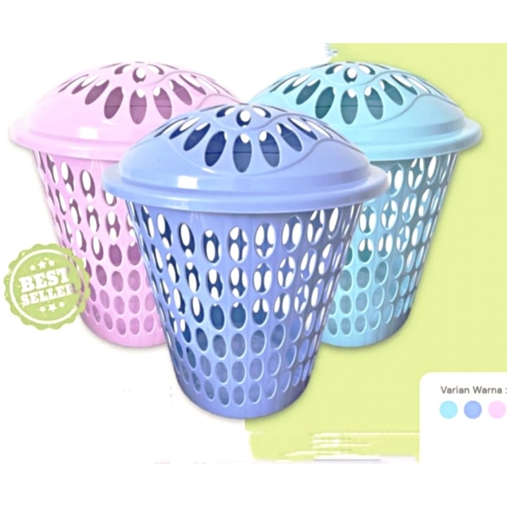 KERANJANG BAJU + TUTUP / KERANJANG PAKAIAN WARNA SOFT CERAH / KERANJANG TUTUP SERBAGUNA