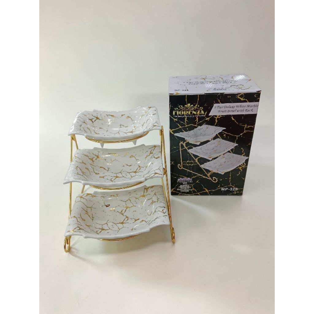 Tempat Kue Susun 3 Keramik Marble Fiorenza