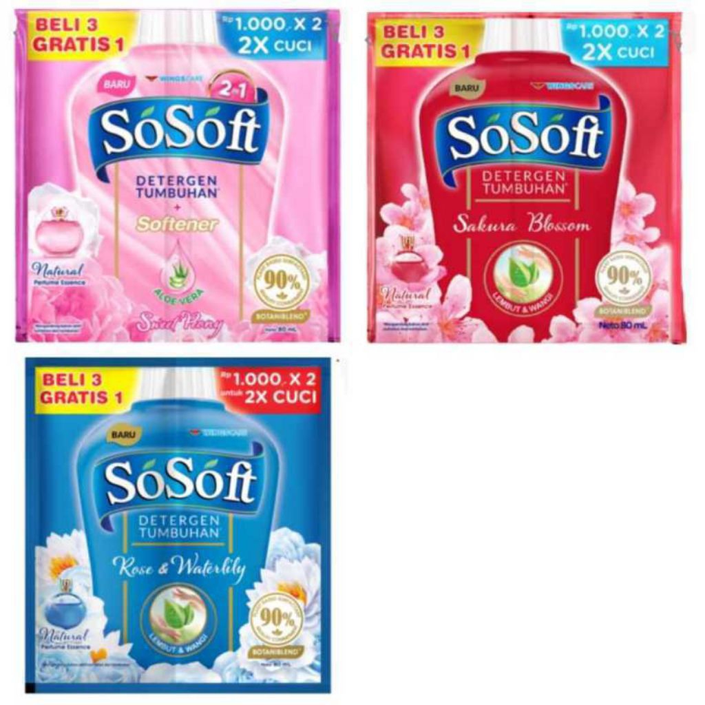 Sosoft Deterjen Cair Sachet Renteng | Sosoft Deterjen Tumbuhan