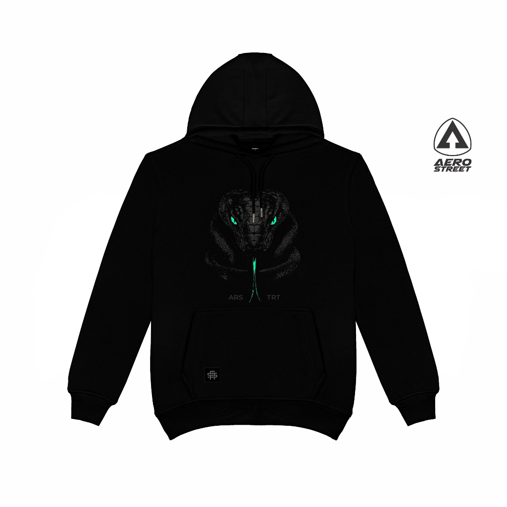 Aerostreet Serxent Hoodie Pria Hitam Jaket Sweater Cowok Men Streetwear Sporty Lembut Nyaman