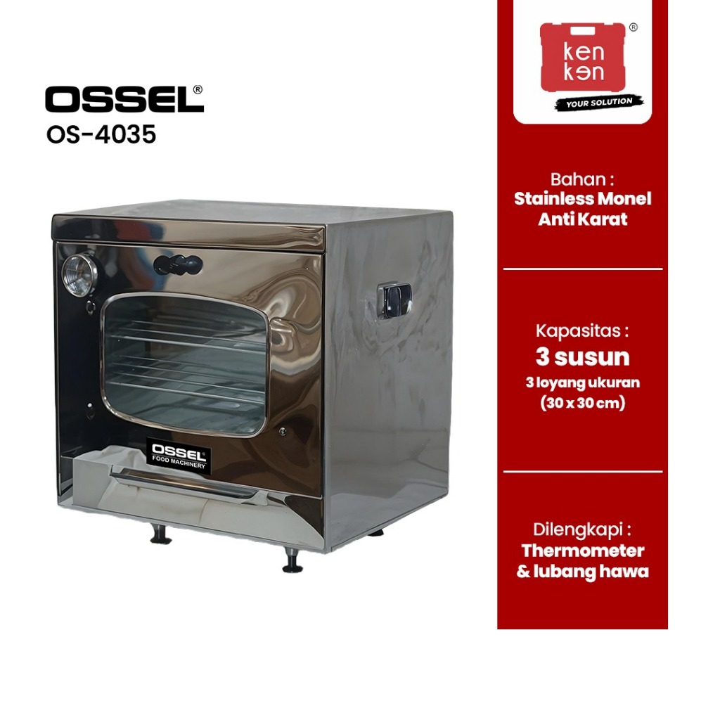 Ossel - Oven Gas Tangkring Stailess Steel Anti Karat + Thermometer Suhu Oven Tangkring OS-4035