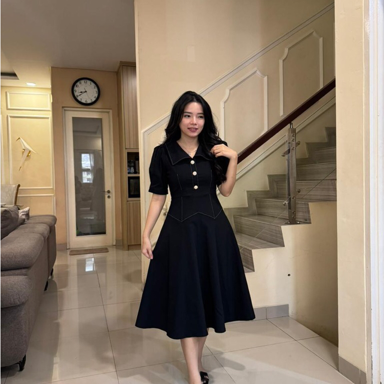 LOVIND Kyren Dress Wanita Korean Style Midi 110cm Maxi 130cm Gamis Hijab