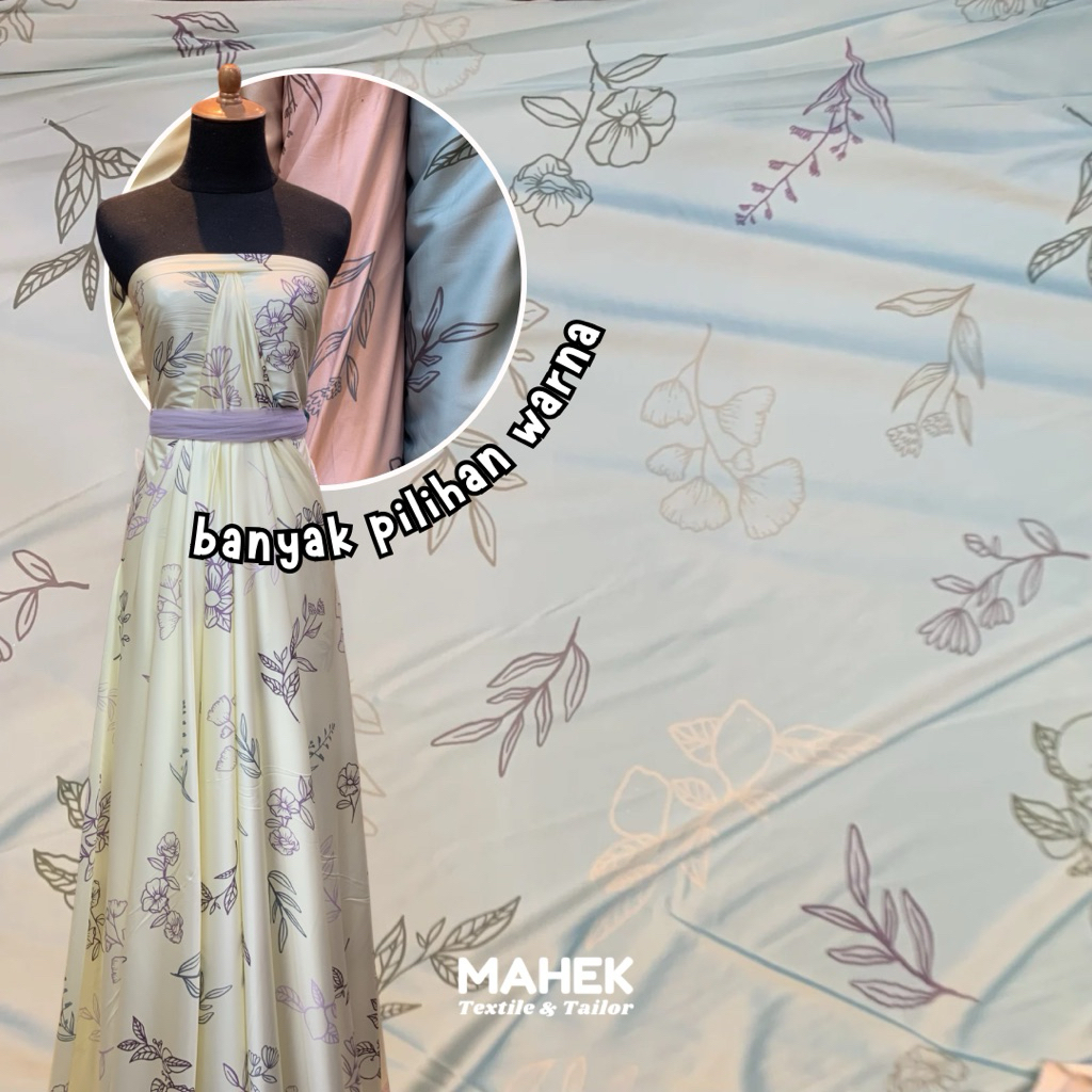 Nina Satin Motif Bunga / Armani Silk Motif Bunga / Satin Motif Bunga / Silk Premium / Bahan Dress Ga