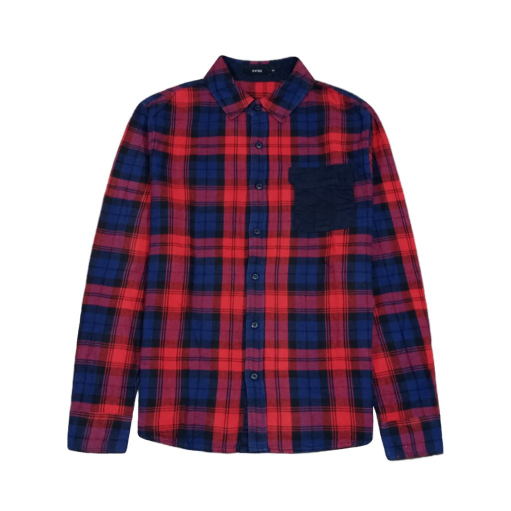 KEMEJA FLANNEL EVISU SIZE S SECOND