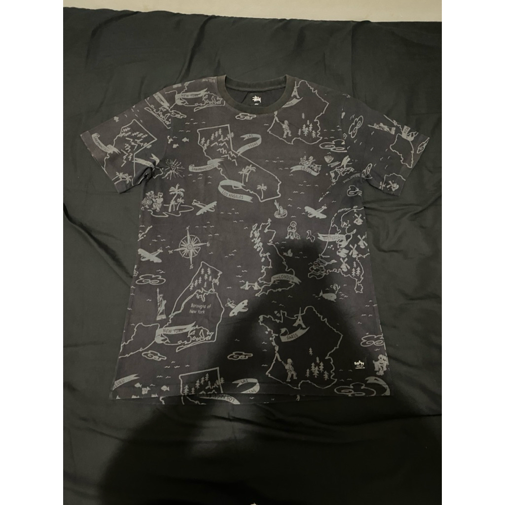 Stussy Fullprint World Map Tee / Kaos Stussy All Over Print Rare