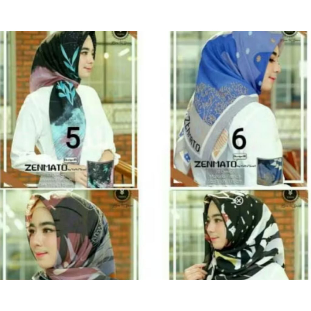 Hijab Segiempat/ Hijab Satun Square/ Hijab Voal Motif/ Jilbab Motif/ Zenmato by Yeffa Scarf