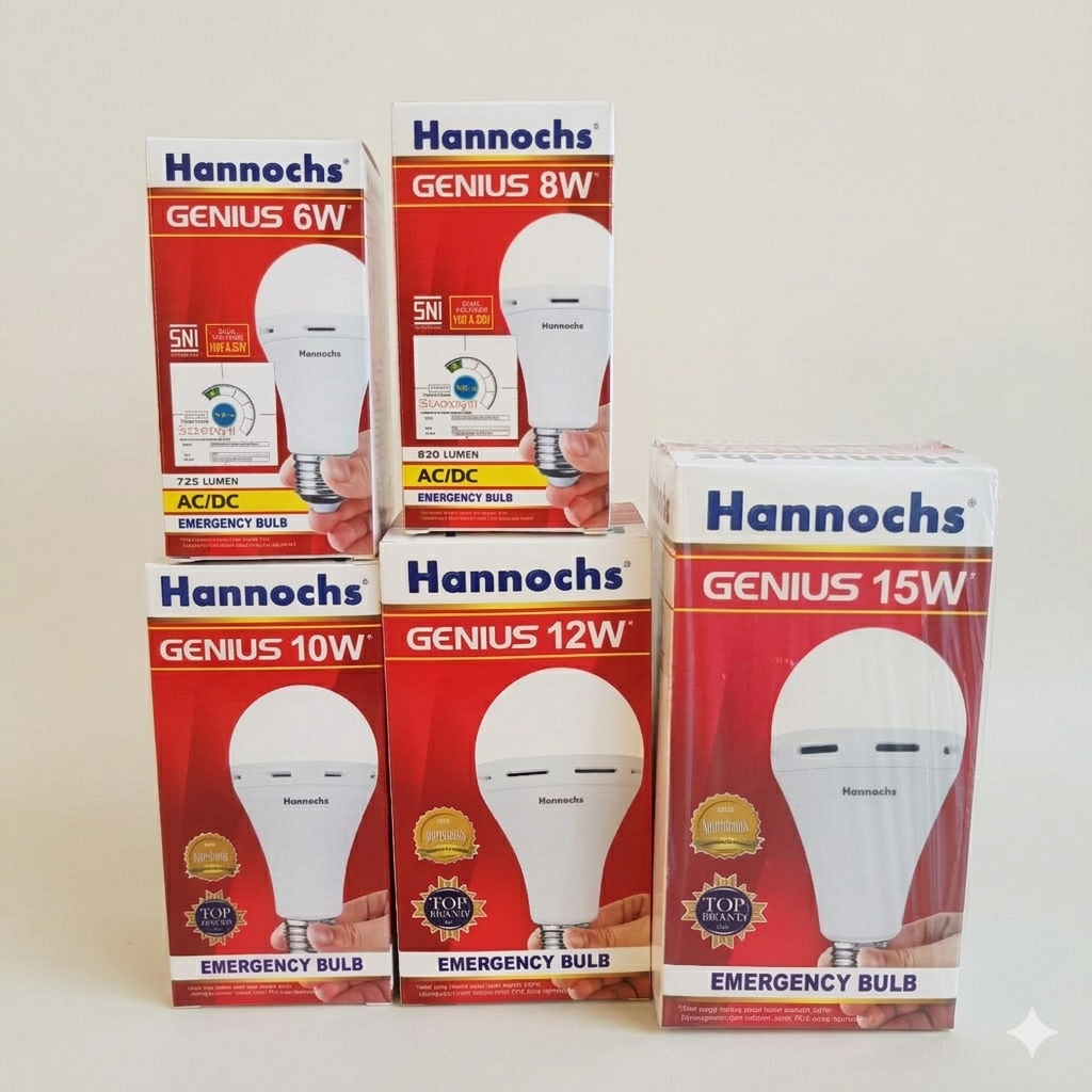 Lampu Bohlam Emergency Hannochs (6W/8W/10W/12W/15W) | Lampu Hannochs Genius | Hannochs Emergency Bul